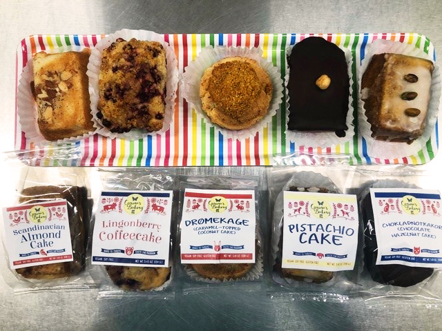Wholesale Bakery Pastries - 5 baked good shown packaged and unpacked
